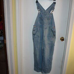 Route 66 Girls Demin Overalls- Pink Embroidery Flowers Size 14
